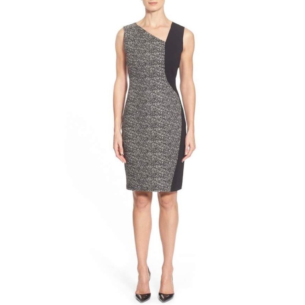 Elie Tahari Mixed Media Sheath Body-con Dress Size 0